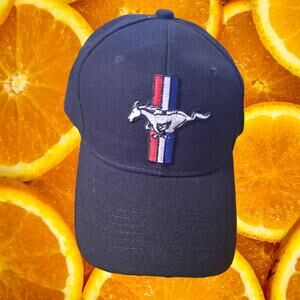 NWT DF‎ Black Mustang Hook and Loop Closure Adjustable Baseball Hat Cap